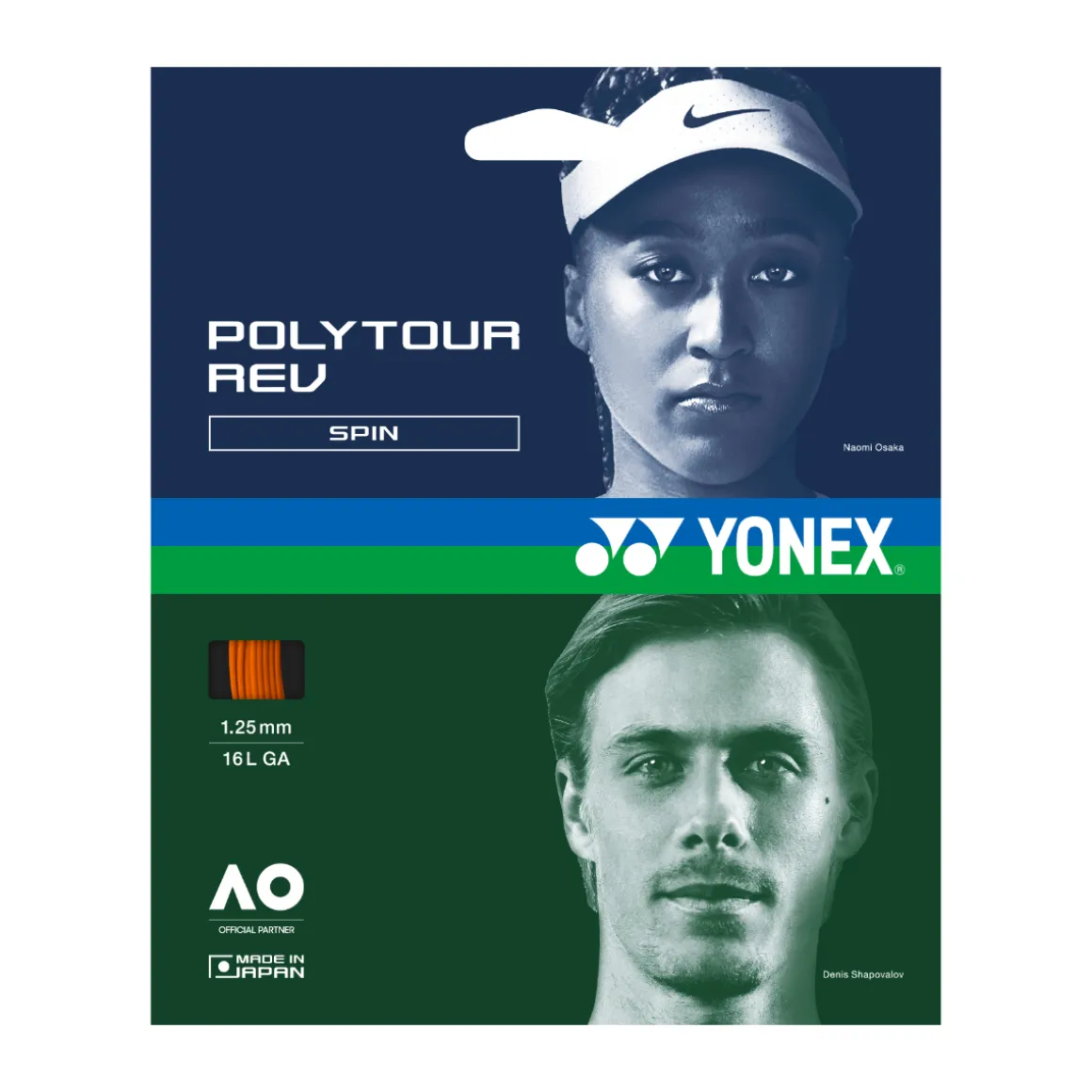 Yonex Poly Tour Rev orange Single Set 1.25
